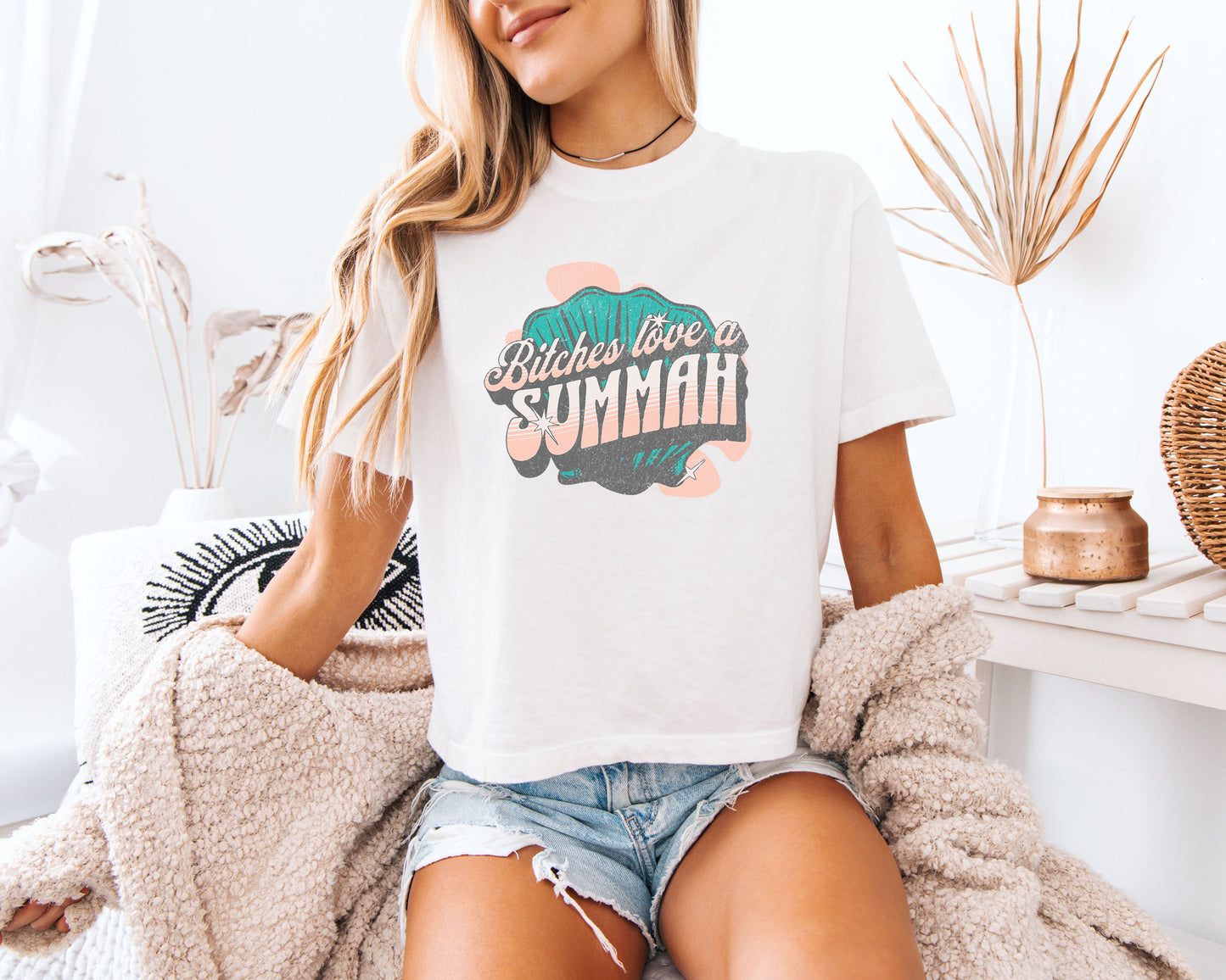 Bravo RHORI Real Housewives of Rhode Island Bitches Love a Summah Crop Comfort Colors T-Shirt