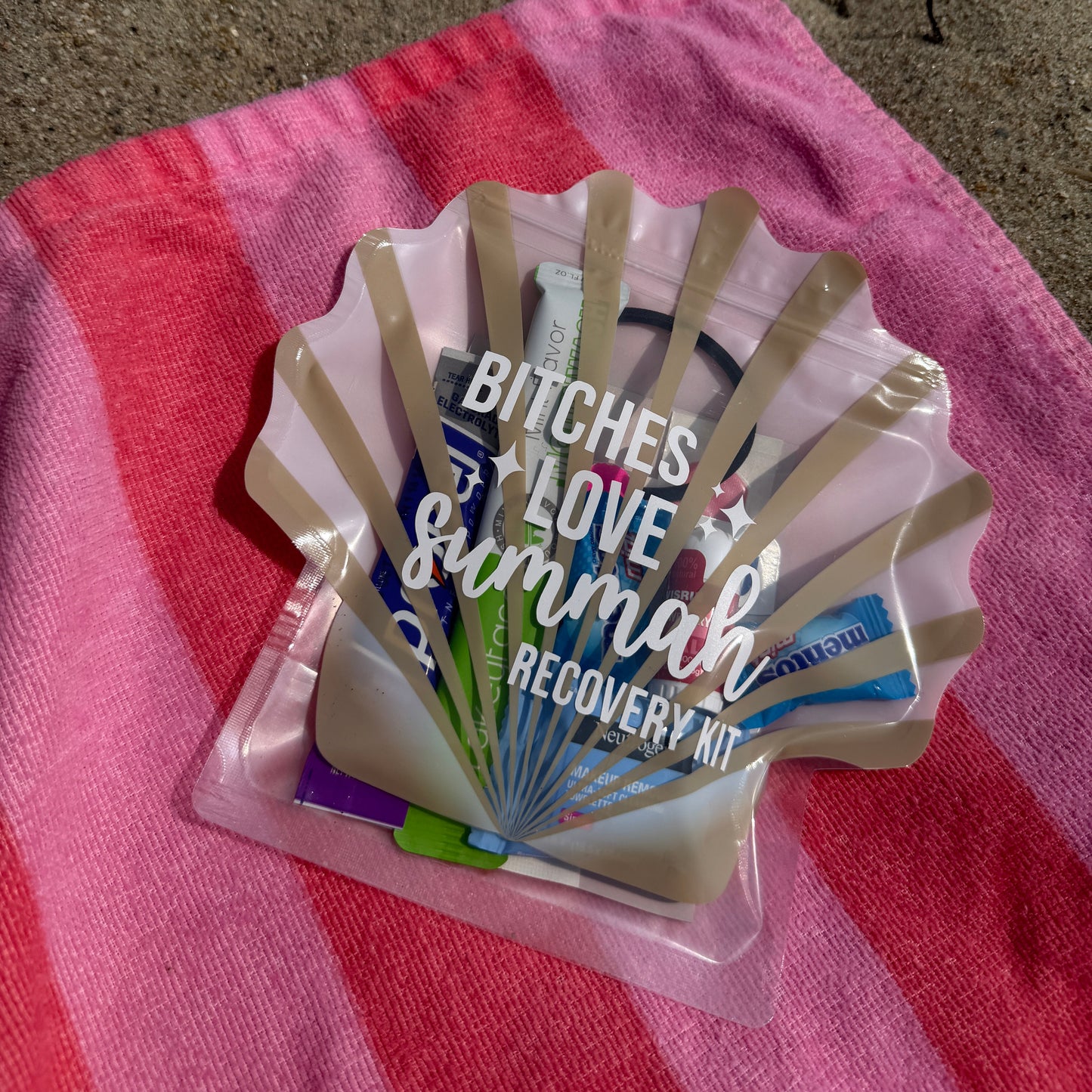 Bravo RHORI Bitches Love Summah Shell Shaped Hangover Kit Bachelorette Girls Trip Recovery Pouch