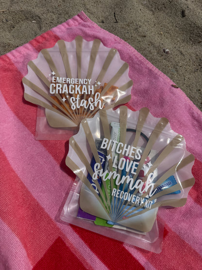 Bravo RHORI Emergency Crackah Stash Shell Shaped Ziploc Bag Bachelorette Girls Trip Recovery Pouch