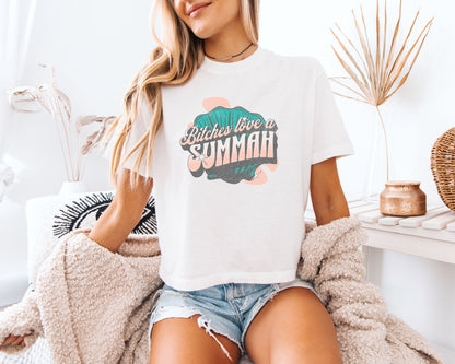 Bravo RHORI Real Housewives of Rhode Island Bitches Love a Summah Crop Comfort Colors T-Shirt