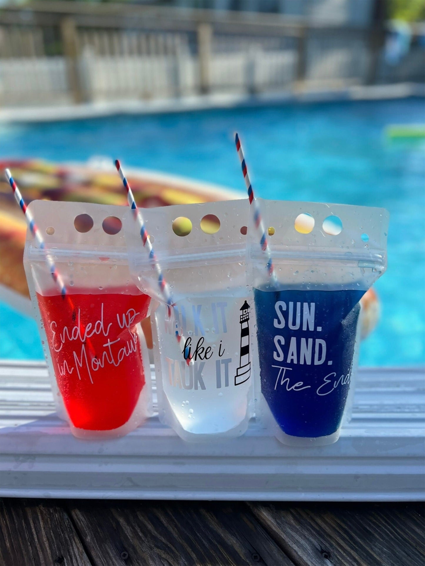 Montauk Bachelorette Party Drink Pouches: Custom Birthday Bride Gift