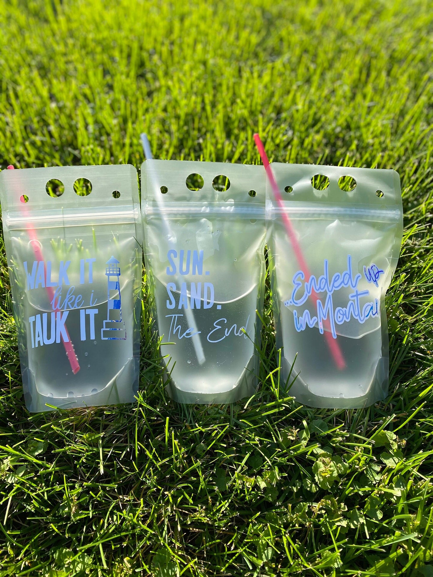 Montauk Bachelorette Party Drink Pouches: Custom Birthday Bride Gift