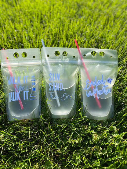 Montauk Bachelorette Party Drink Pouches: Custom Birthday Bride Gift