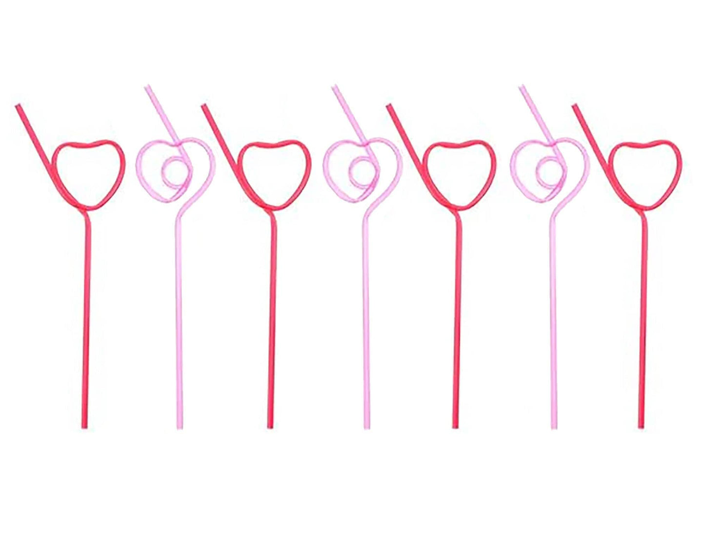 Heart Straws: Reusable Plastic Cocktail Stirrers - Pink & Red