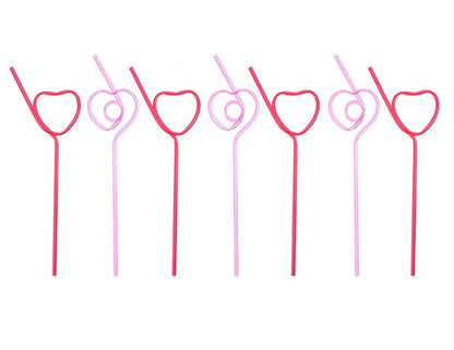 Heart Straws: Reusable Plastic Cocktail Stirrers - Pink & Red