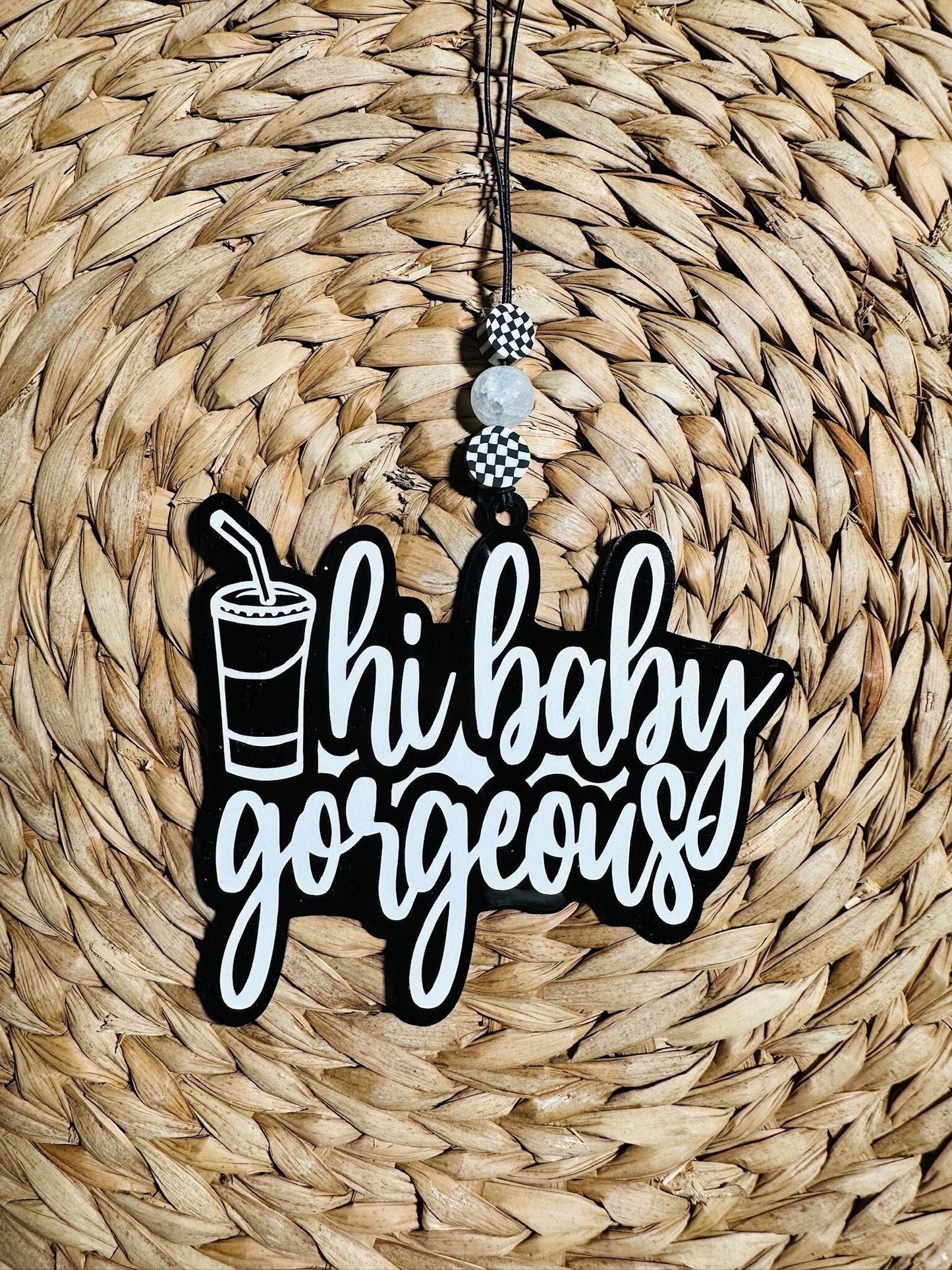 Real Housewives Bravo RHOSLC Car Charm - Hi Baby Gorgeous - Hollywood Bachelorette Party - Birthday - Bride - Custom Gift Tag Desk Charm