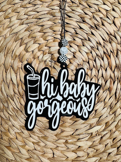 Real Housewives Bravo RHOSLC Car Charm - Hi Baby Gorgeous - Hollywood Bachelorette Party - Birthday - Bride - Custom Gift Tag Desk Charm