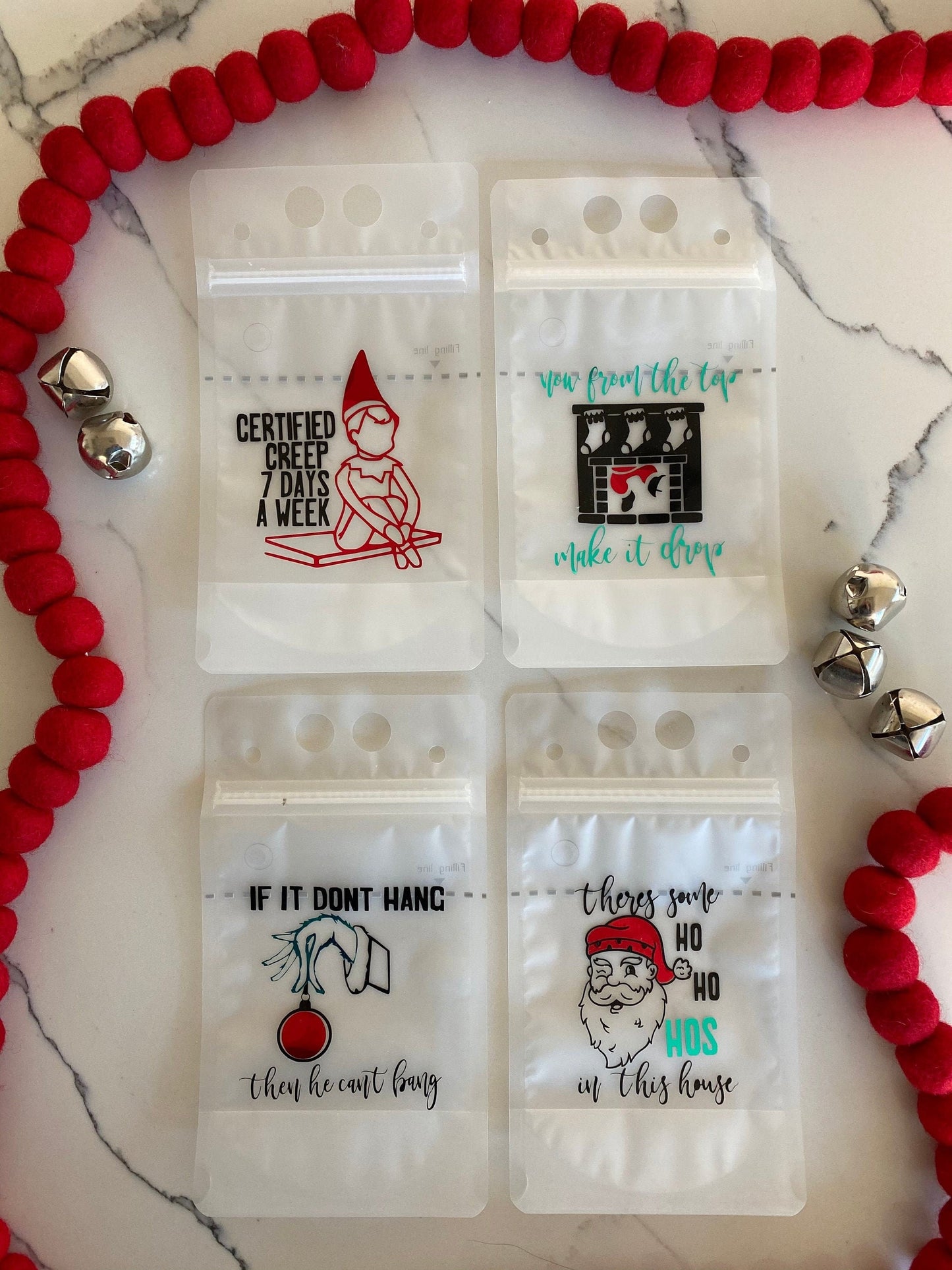 Funny Christmas Drink Pouches: Holiday Party Favors