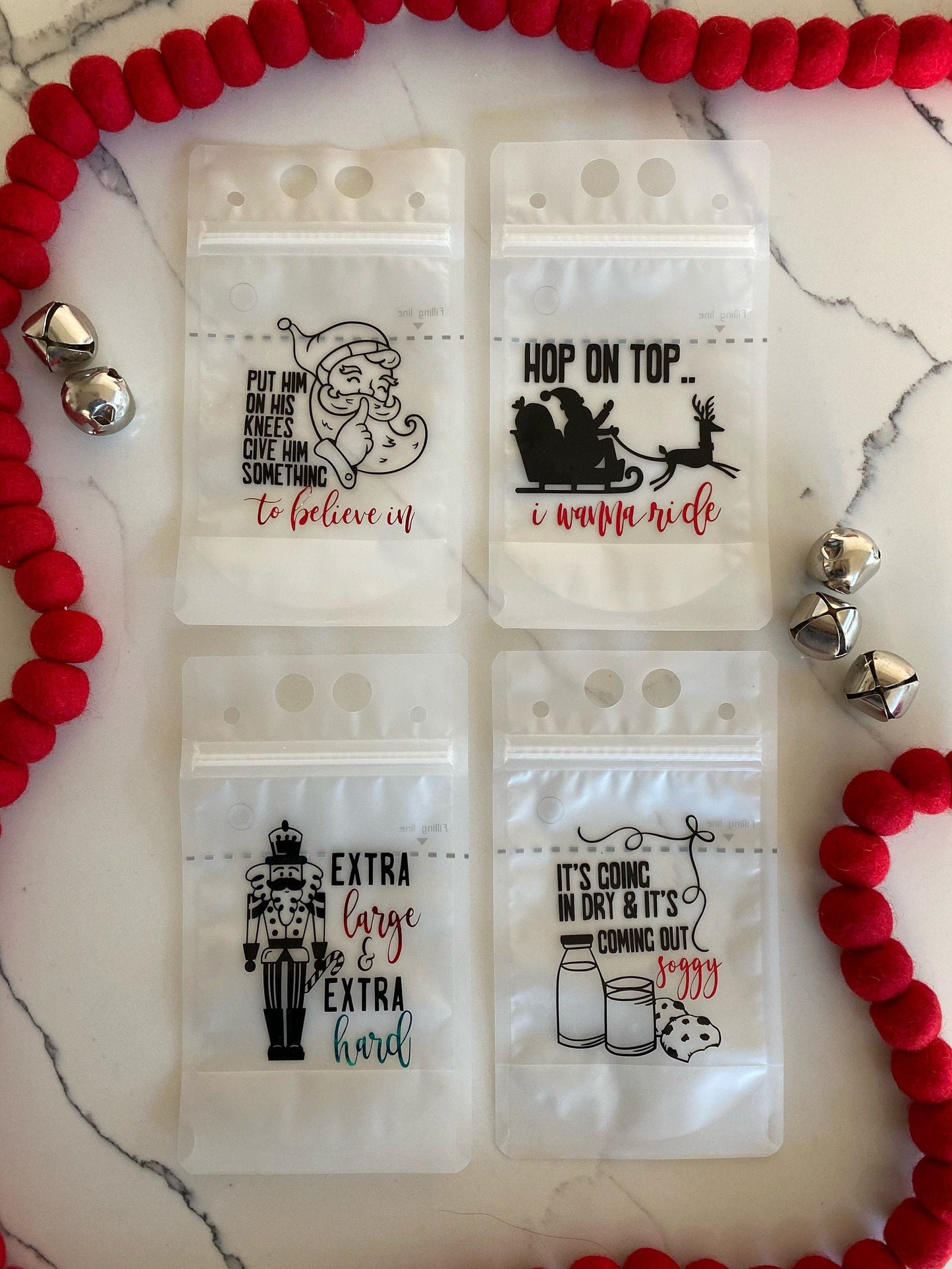 Funny Christmas Drink Pouches: Holiday Party Favors