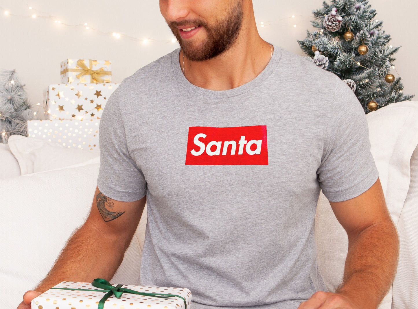 Santa Designer Inspired Christmas Sweatshirt: Unisex Party Shirt