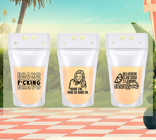 Real Housewives RHOBH Drink Pouches: Bravo Bachelorette Party Favors