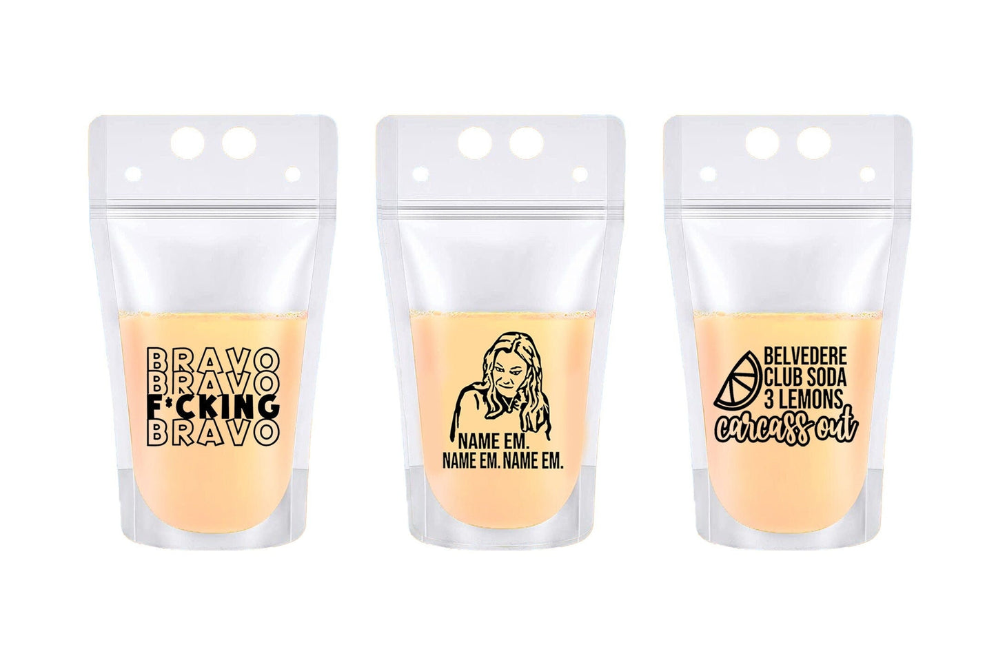 Real Housewives RHOBH Drink Pouches: Bravo Bachelorette Party Favors