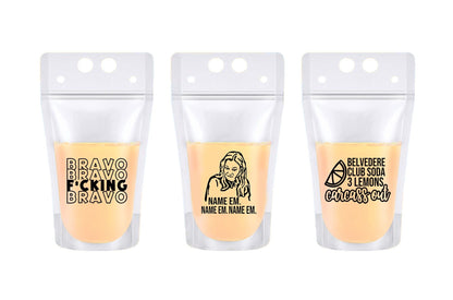 Real Housewives RHOBH Drink Pouches: Bravo Bachelorette Party Favors