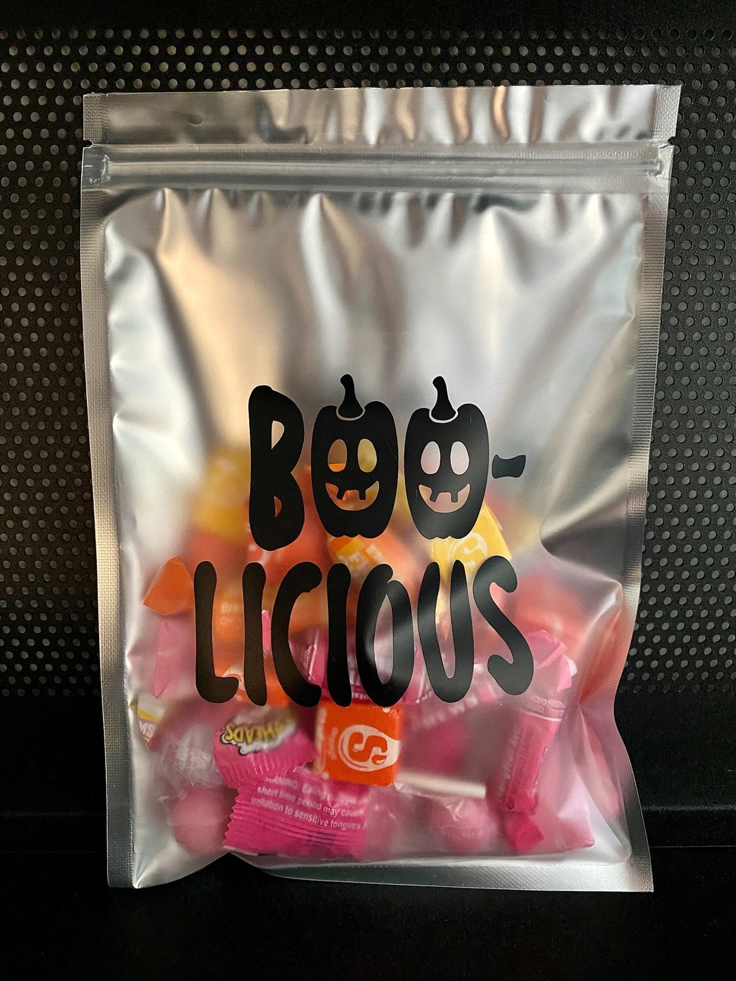 Halloween Party Favor Bags: Resealable Mylar Treat Pouches