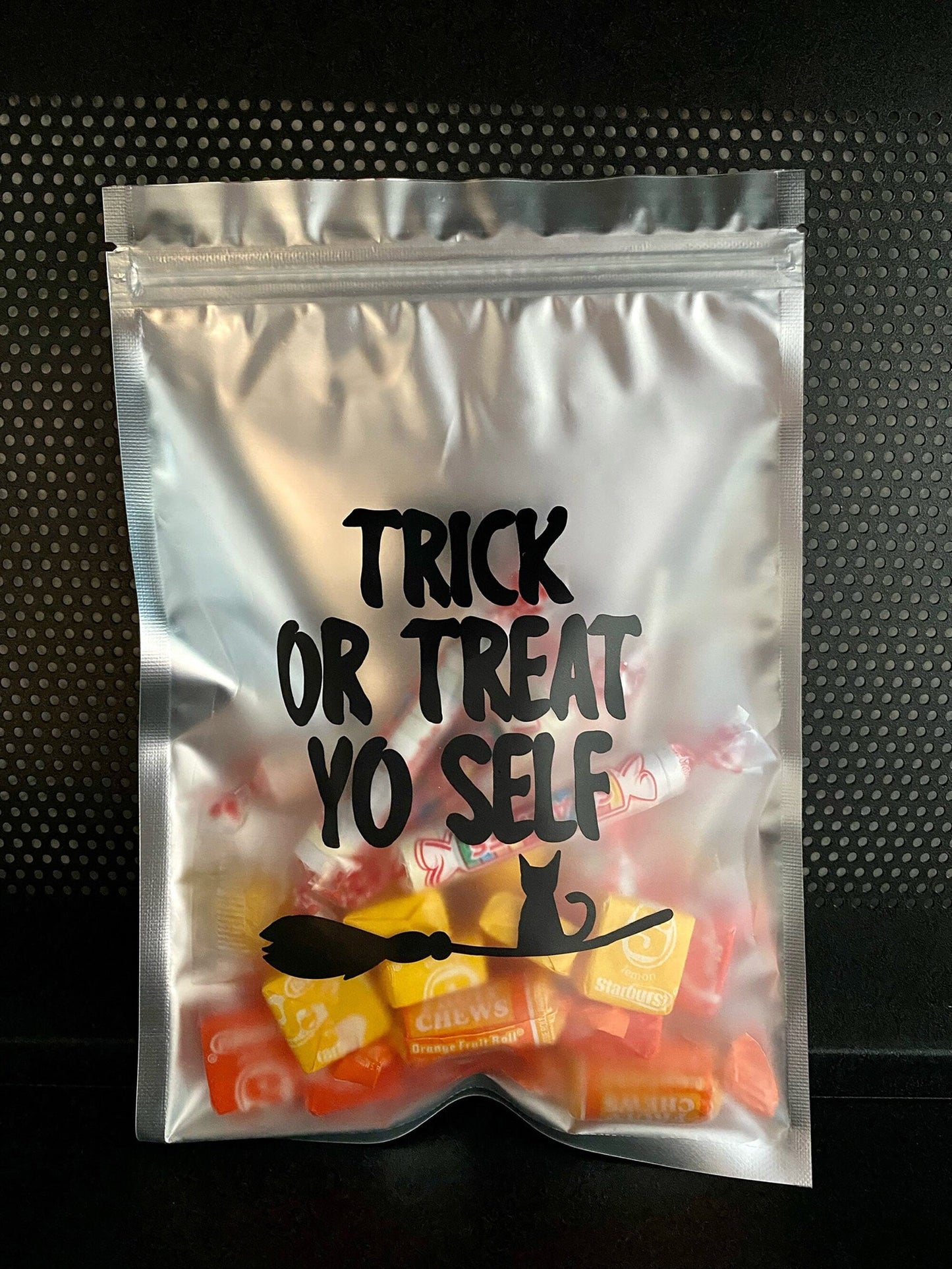 Halloween Party Favor Bags: Resealable Mylar Treat Pouches