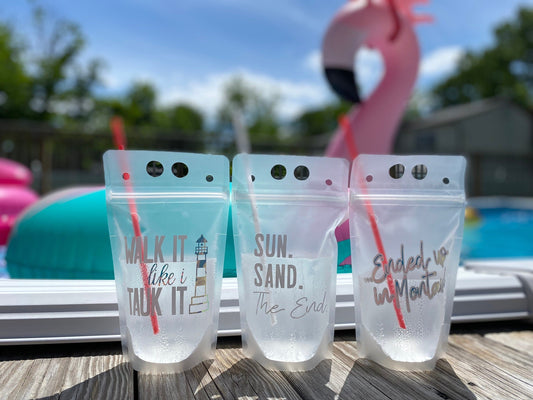 Montauk Bachelorette Party Drink Pouches: Custom Birthday Bride Gift