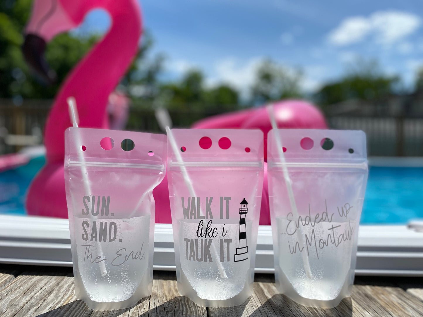 Montauk Bachelorette Party Drink Pouches: Custom Birthday Bride Gift
