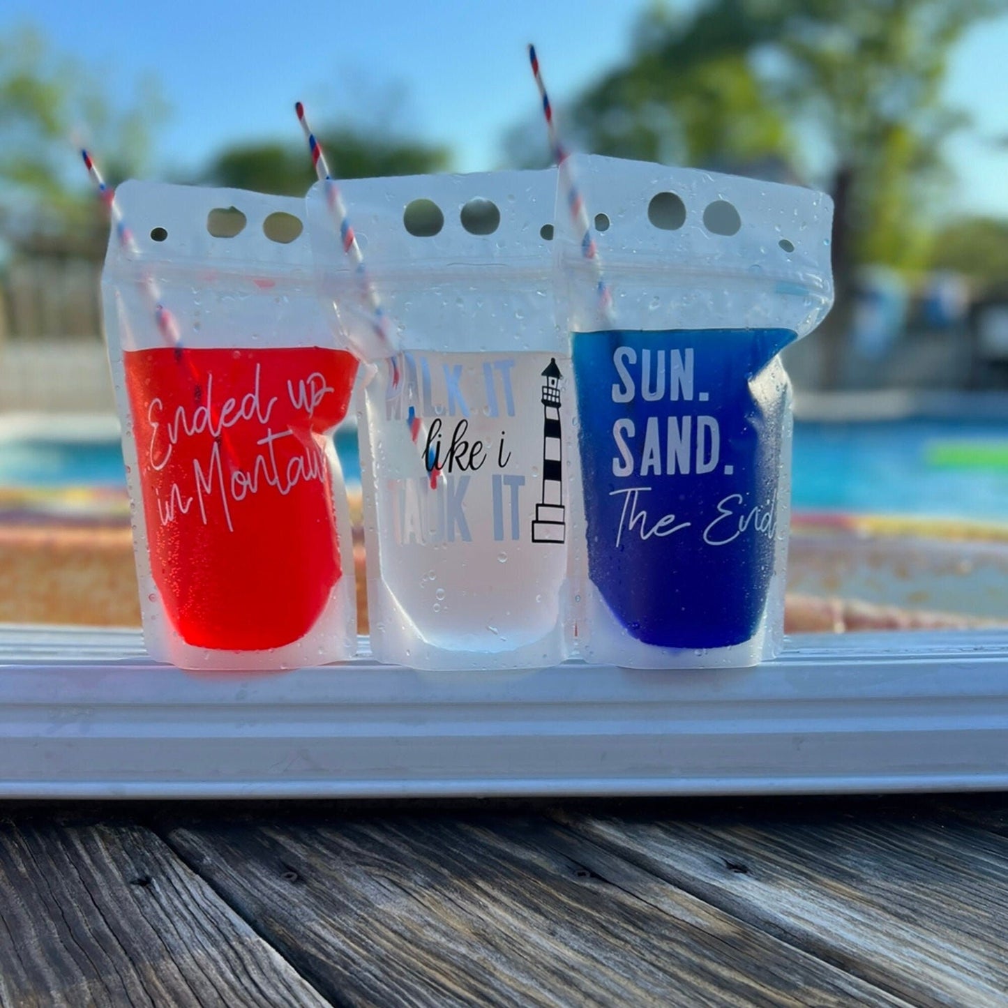 Montauk Bachelorette Party Drink Pouches: Custom Birthday Bride Gift