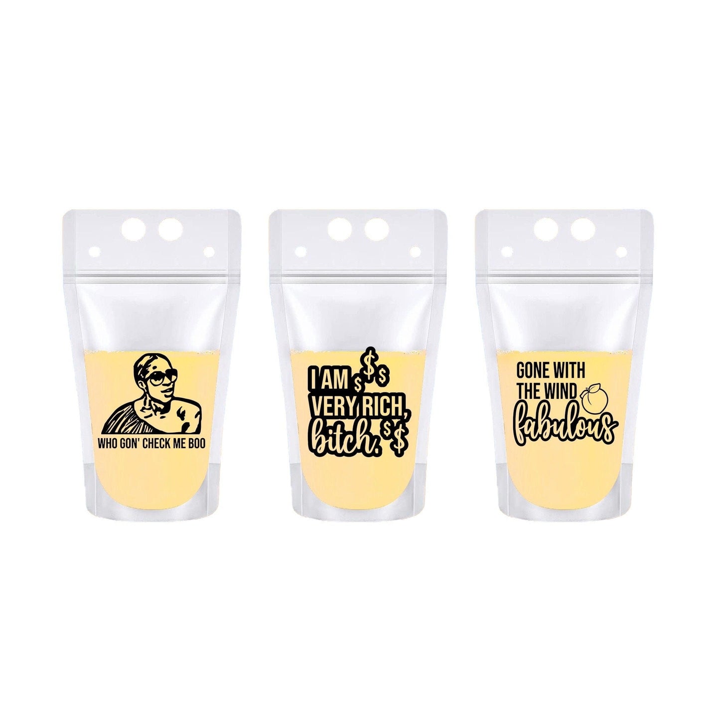 Real Housewives RHOA Party Drink Pouches: Bravo Bachelorette Birthday Favors