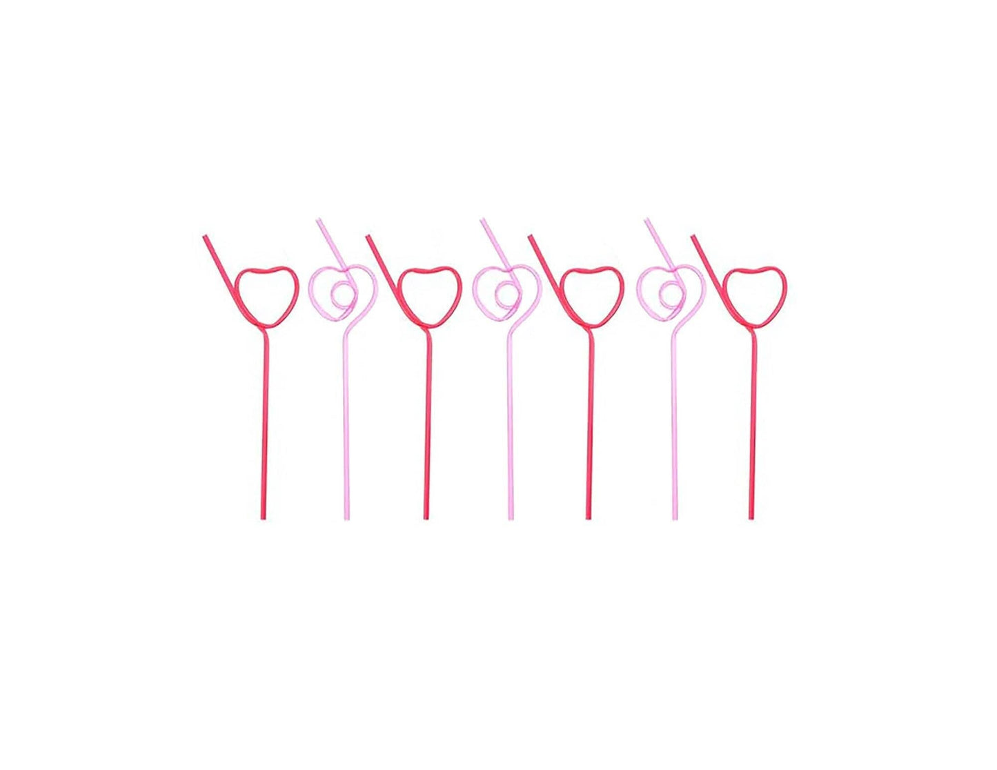 Heart Straws: Reusable Plastic Cocktail Stirrers - Pink & Red