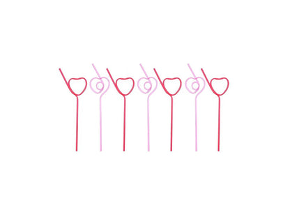 Heart Straws: Reusable Plastic Cocktail Stirrers - Pink & Red