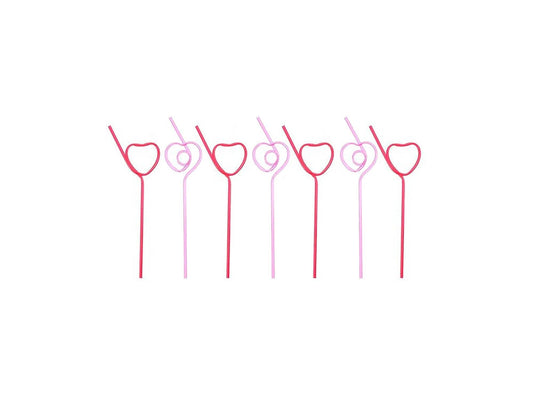 Heart Straws: Reusable Plastic Cocktail Stirrers - Pink & Red
