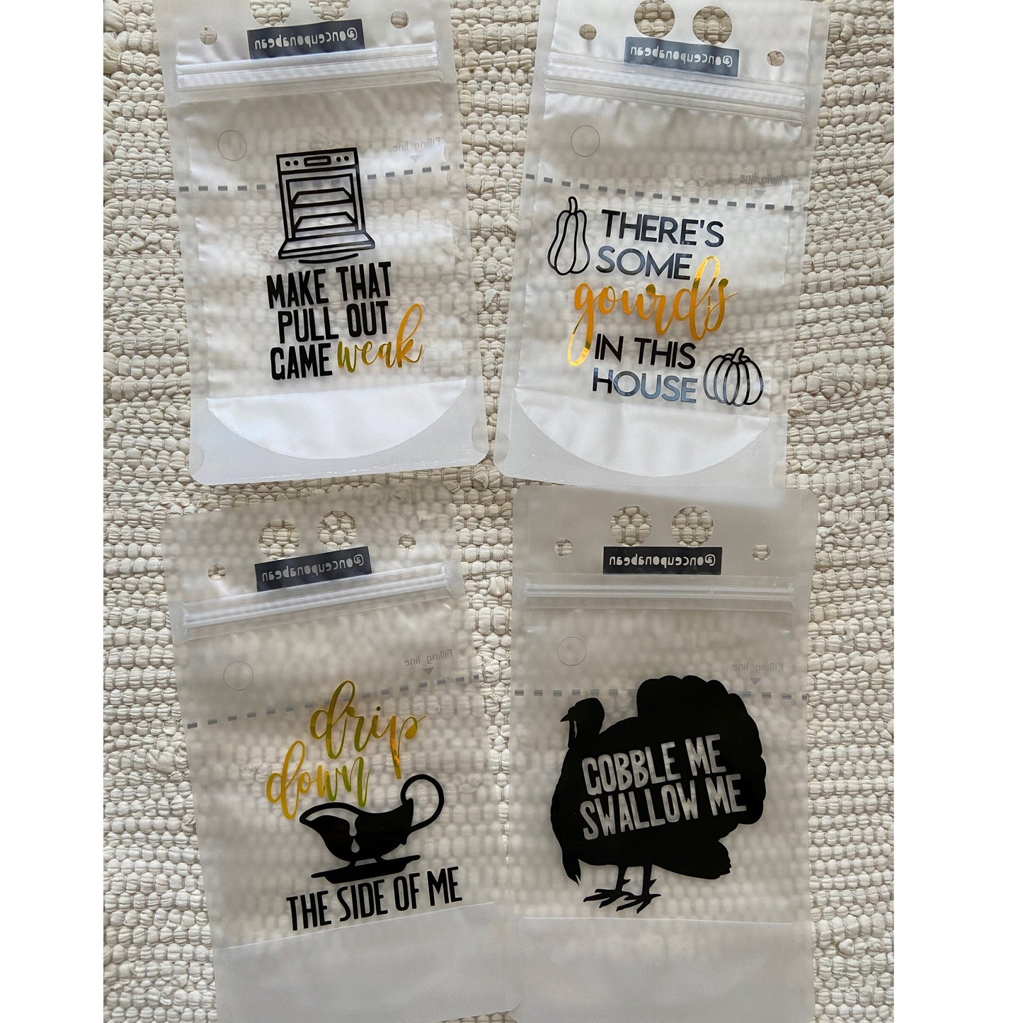 Thanksgiving Drink Pouches: Friendsgiving Party Favors
