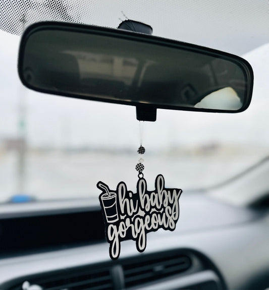 Real Housewives Bravo RHOSLC Car Charm - Hi Baby Gorgeous - Hollywood Bachelorette Party - Birthday - Bride - Custom Gift Tag Desk Charm