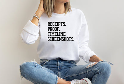 Real Housewives Bravo Receipts Proof Timeline Sweatshirt - RHOSLC Bravo Gift