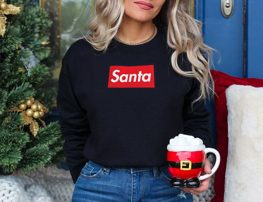 Santa Designer Inspired Christmas Sweatshirt: Unisex Party Shirt