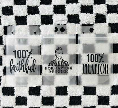 Traitors Faithful Drink Pouches: Reality TV Party Favors