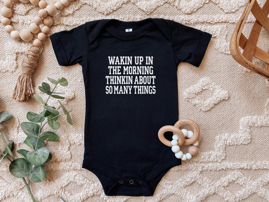 Real Housewives Wakin Up in the Morning Infant Bodysuit - Baby Shower Bravo Gift Bravo Party Last Minute - RHONJ Newborn Present New Mom