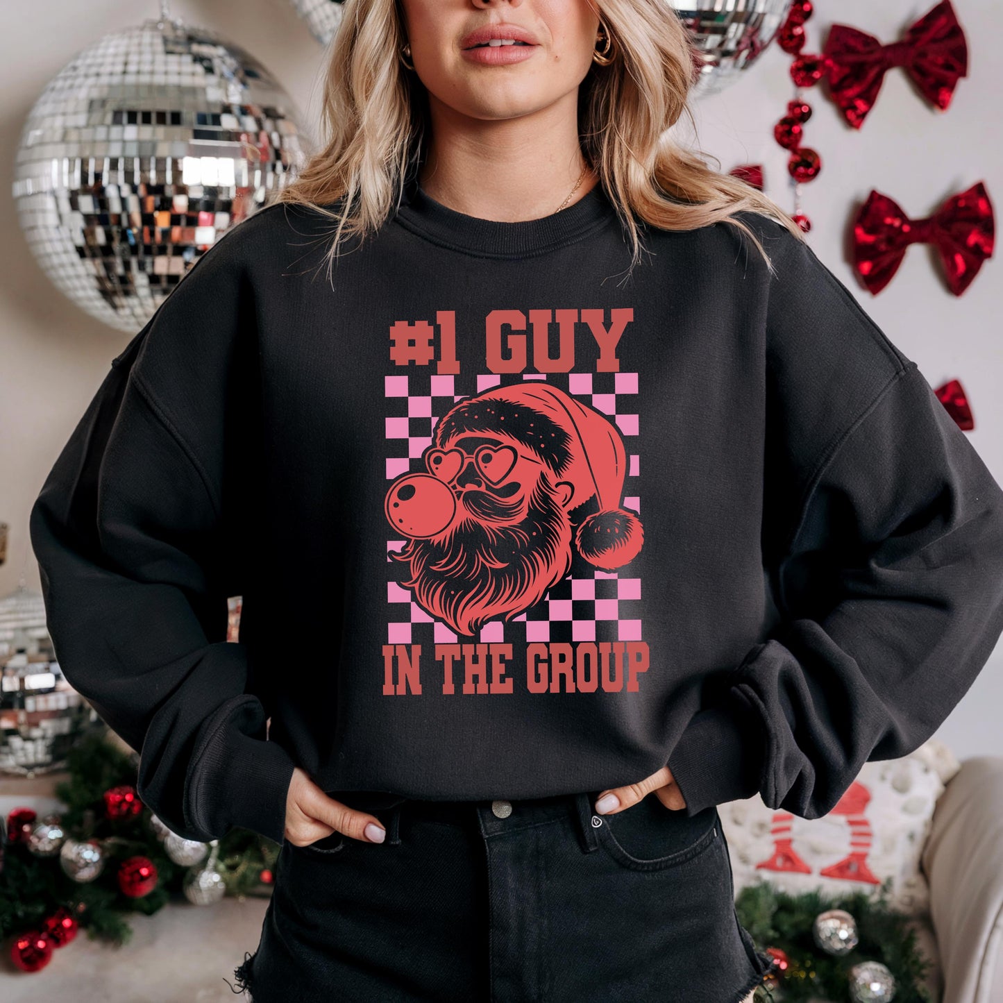 Bravo Christmas Vanderpump Rules Shirt - #1 Guy in the Group Shirt - VPR Santa Crew Neck Shirt Bravo Holiday Checkerboard