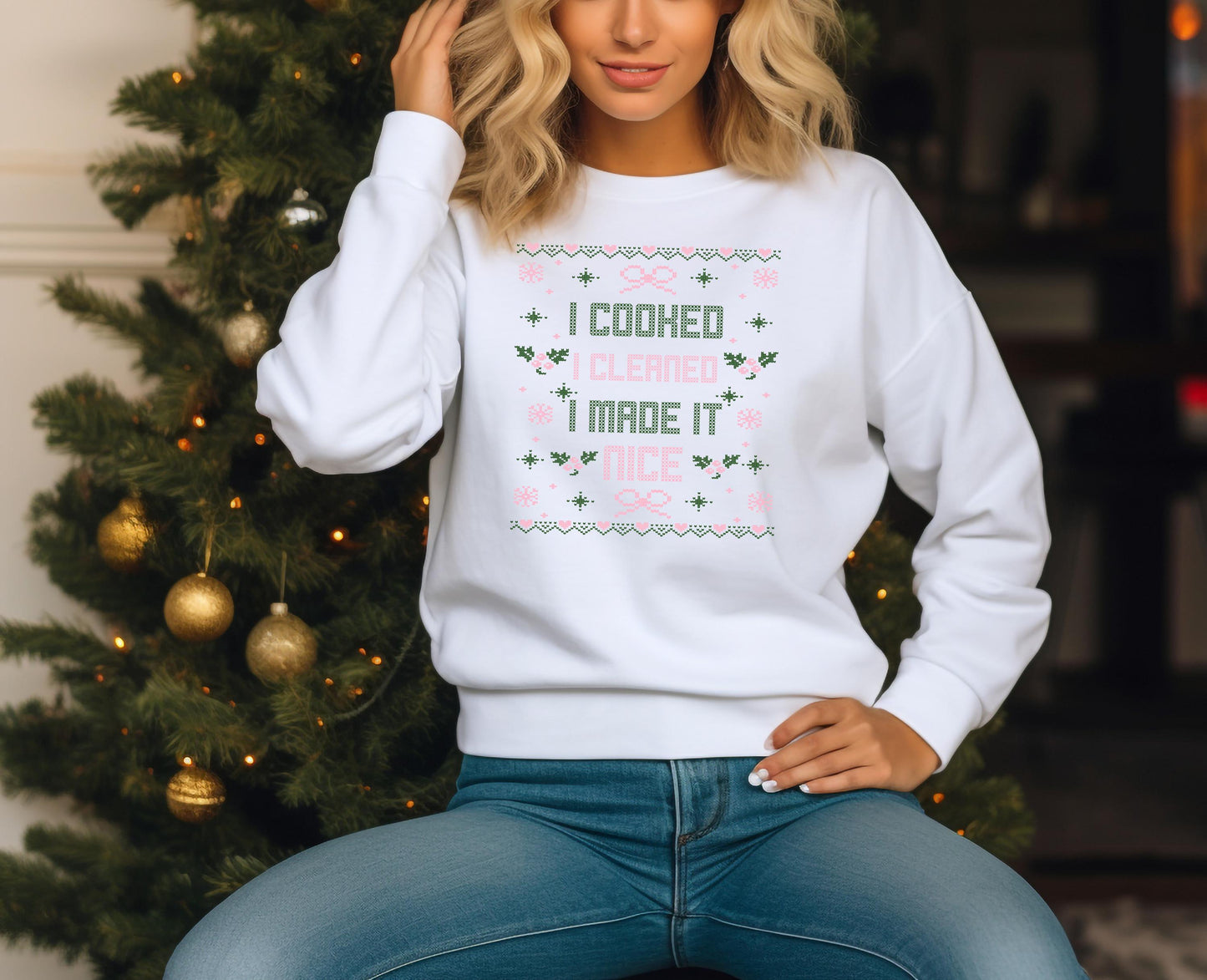 Bravo Christmas Real Housewives Made it Nice Ugly Sweater Shirt - Holiday Bravo Sweatshirt - RHONY Crew Neck Shirt Bravo Dorinda