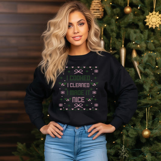 Bravo Christmas Real Housewives Made it Nice Ugly Sweater Shirt - Holiday Bravo Sweatshirt - RHONY Crew Neck Shirt Bravo Dorinda - Bravocon