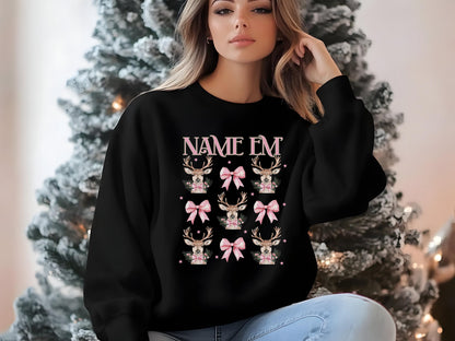 Bravo Christmas Real Housewives Name Em' Holiday Bravo Sweatshirt - RHOBH Crew Neck Shirt Bravo - Reindeer Coquette