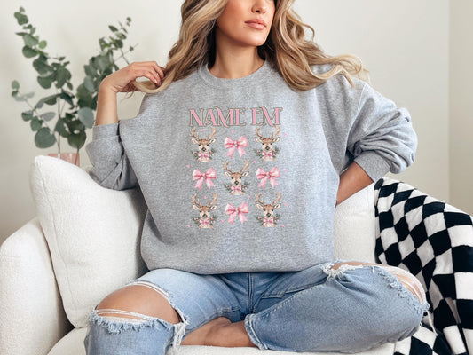 Bravo Christmas Real Housewives Name Em' Holiday Bravo Sweatshirt - RHOBH Crew Neck Shirt Bravo - Reindeer Coquette - Bravocon