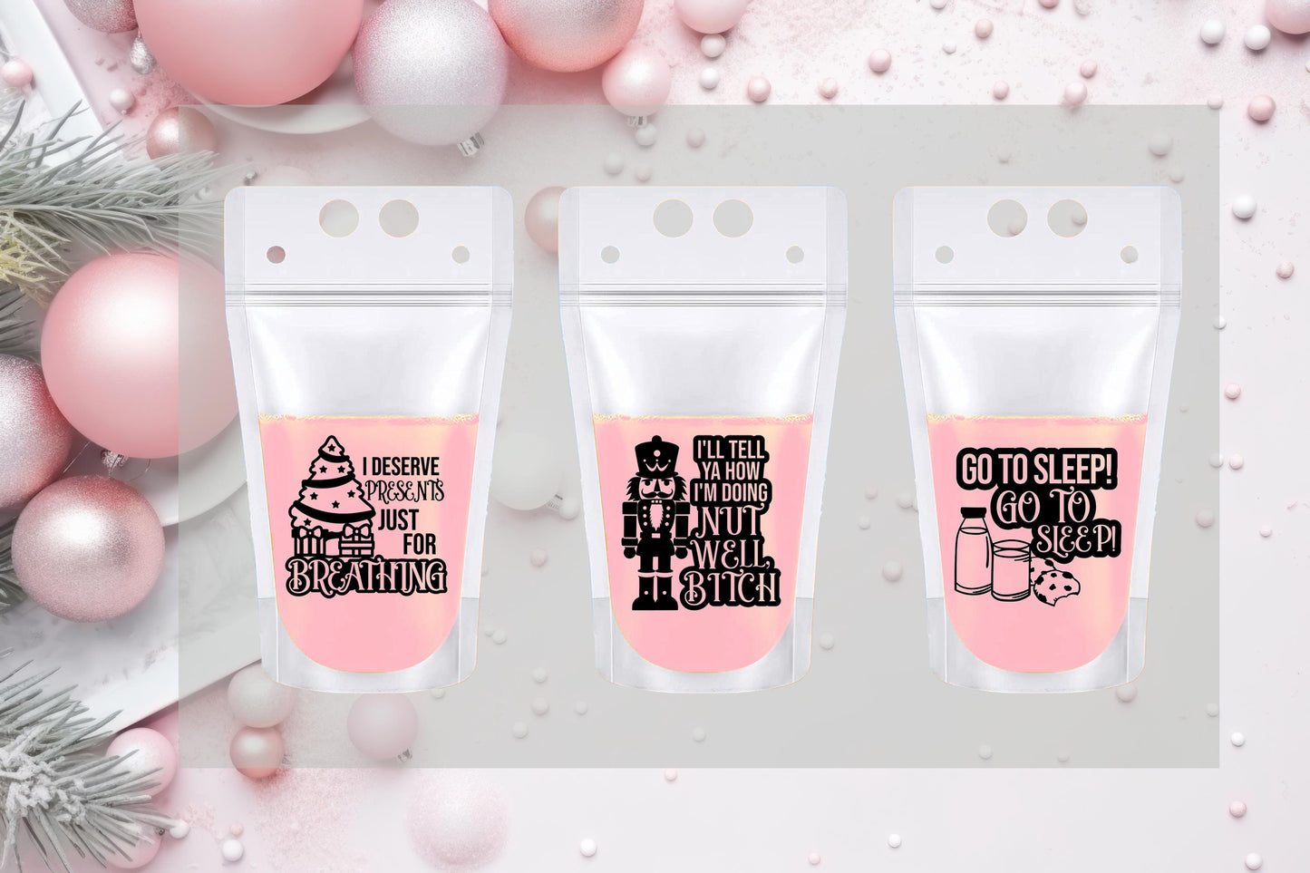 Bravo Real Housewives Christmas Drink Pouches: Bravo Holiday Party Favors