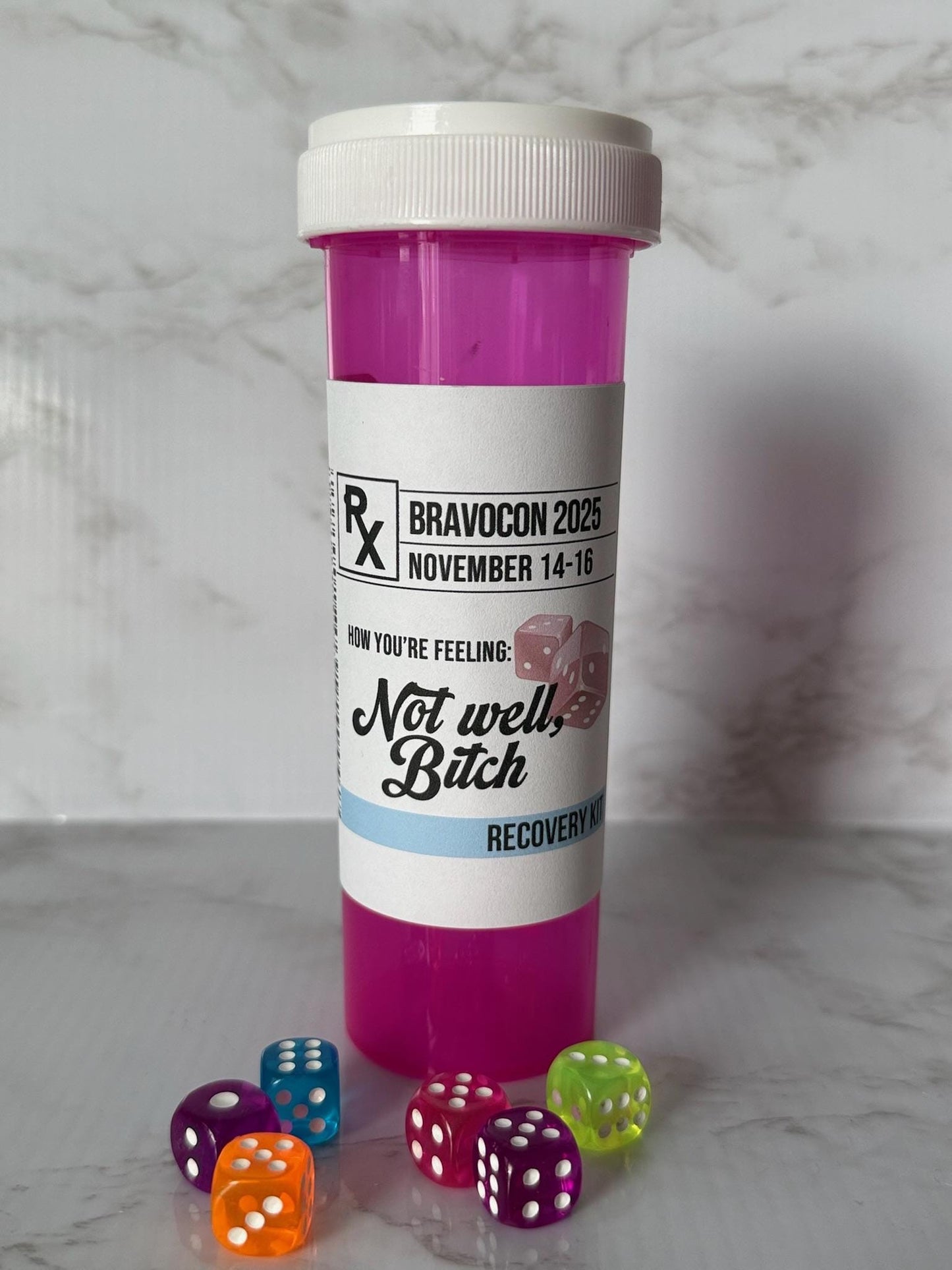 Real Housewives Bravocon Not Well Recovery Kit - Hangover Pill Bottle - Custom Party Favors Las Vegas Girls Trip - RHONY Dorinda Bravo
