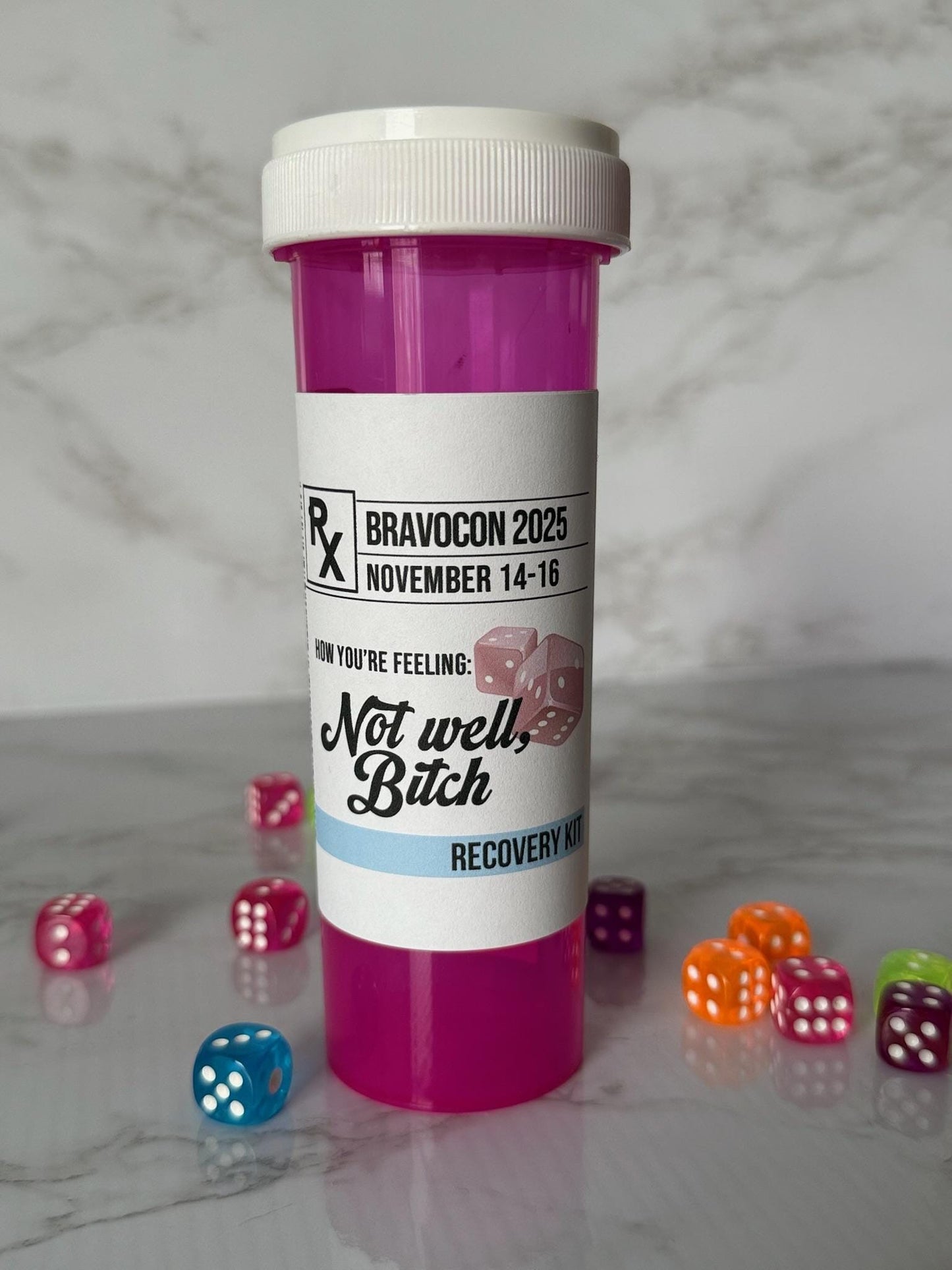 Real Housewives Bravocon Not Well Recovery Kit - Hangover Pill Bottle - Custom Party Favors Las Vegas Girls Trip - RHONY Dorinda Bravo