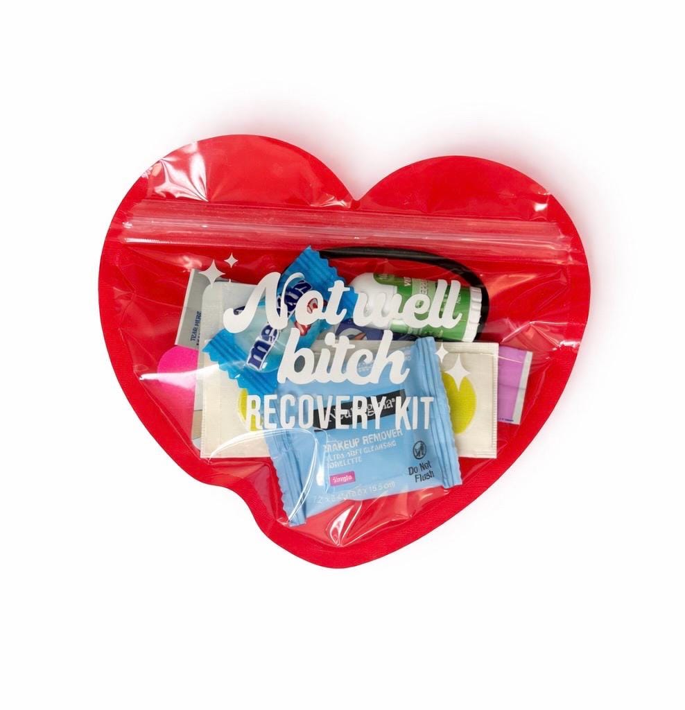 Bravo Real Housewives RHONY Not Well Heart Shaped Hangover Kit Bachelorette Girls Trip Recovery Pouch